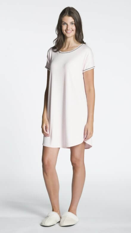 Ladies Short Sleeve Solid Night Shirt