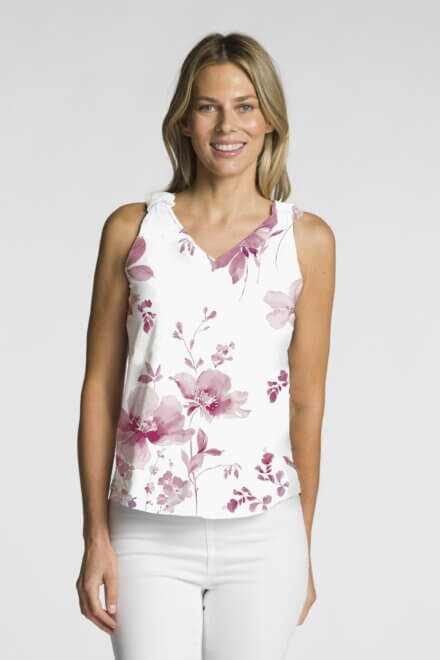 Sleeveless V-Neck Top with Knot Detail