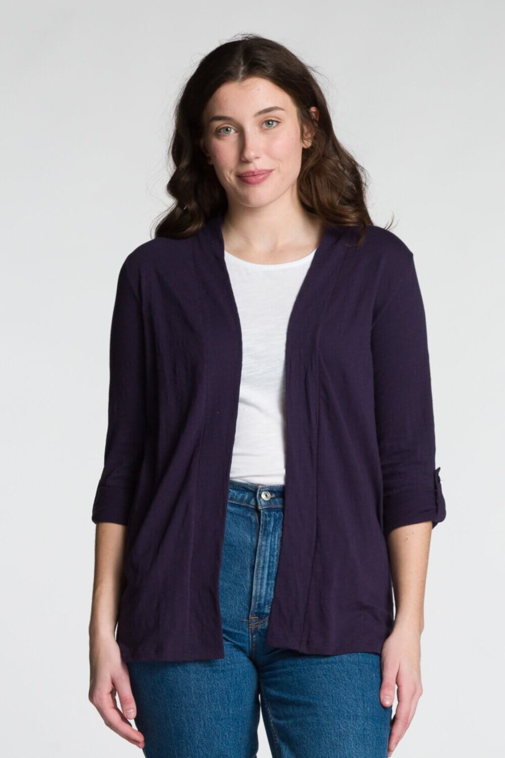 Roll-Up Long Sleeve Open Cardigan with Pockets - Image 4