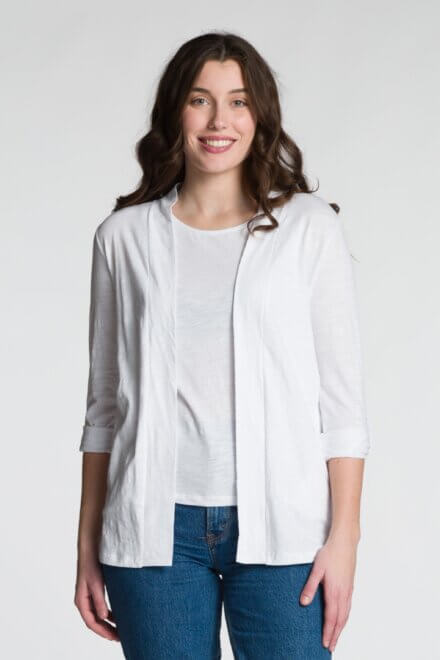 Roll-Up Long Sleeve Open Cardigan with Pockets