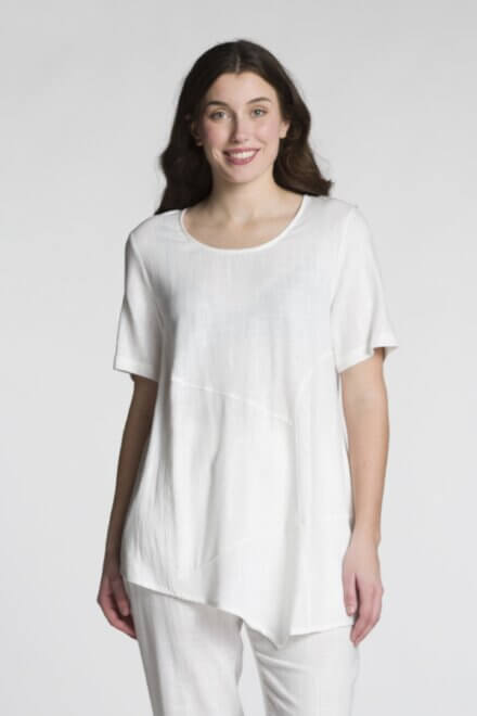 Short Sleeve Scoop Neck Top with Cut & Sew Panels