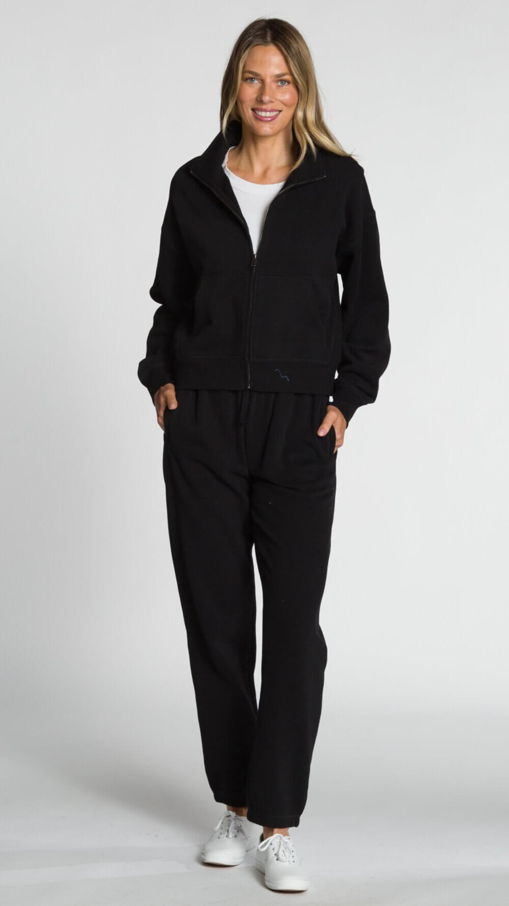 Long Sleeve Full Zip Stand Collar Jacket with Pockets - Image 2
