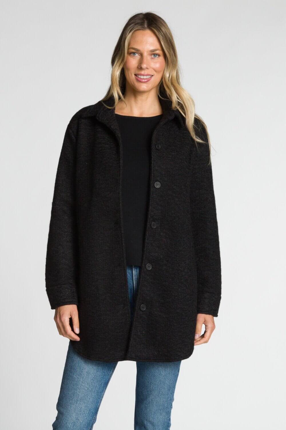 Long Sleeve Button Front Jacket with Side Seam Pockets - Image 2