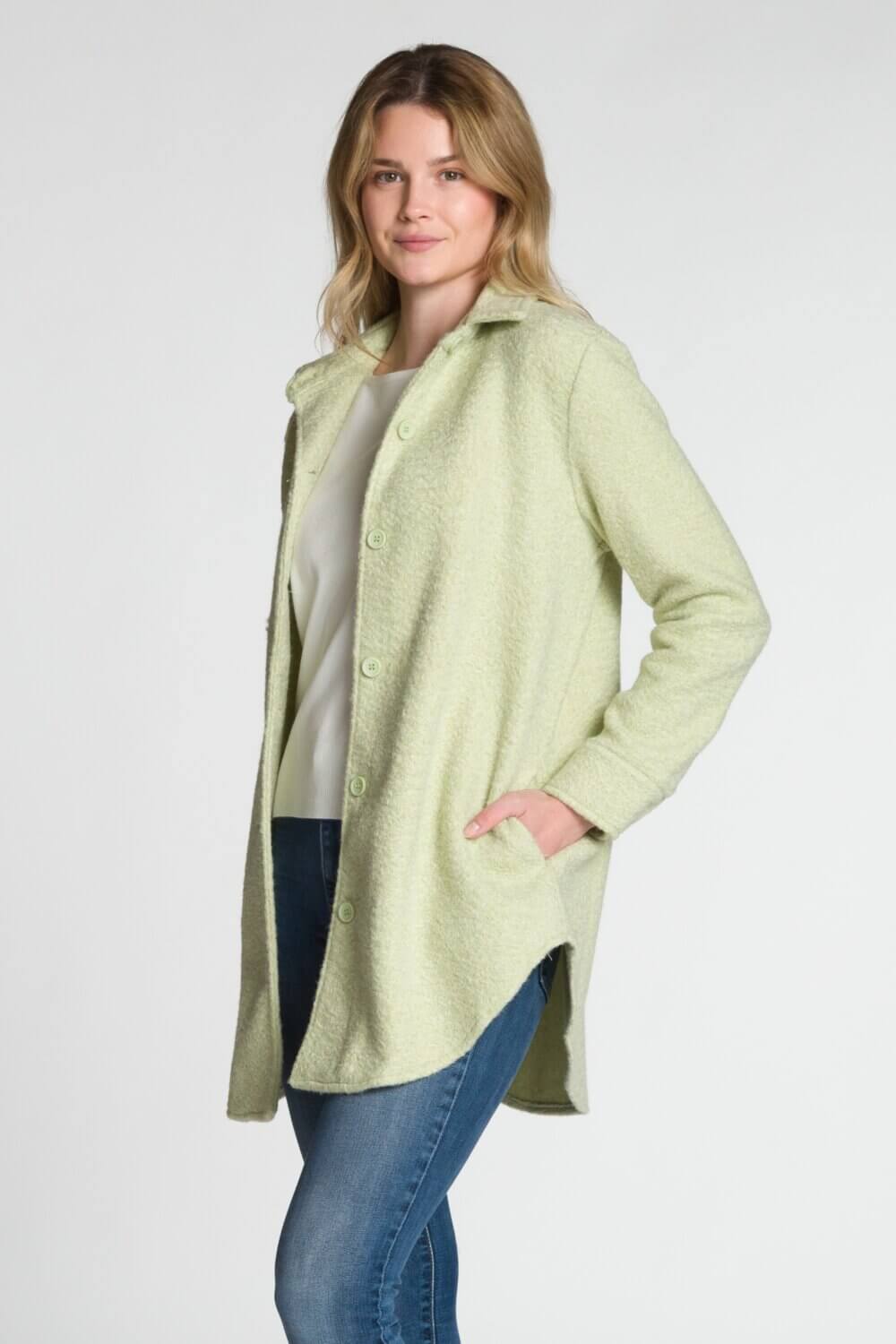 Long Sleeve Button Front Jacket with Side Seam Pockets - Image 5