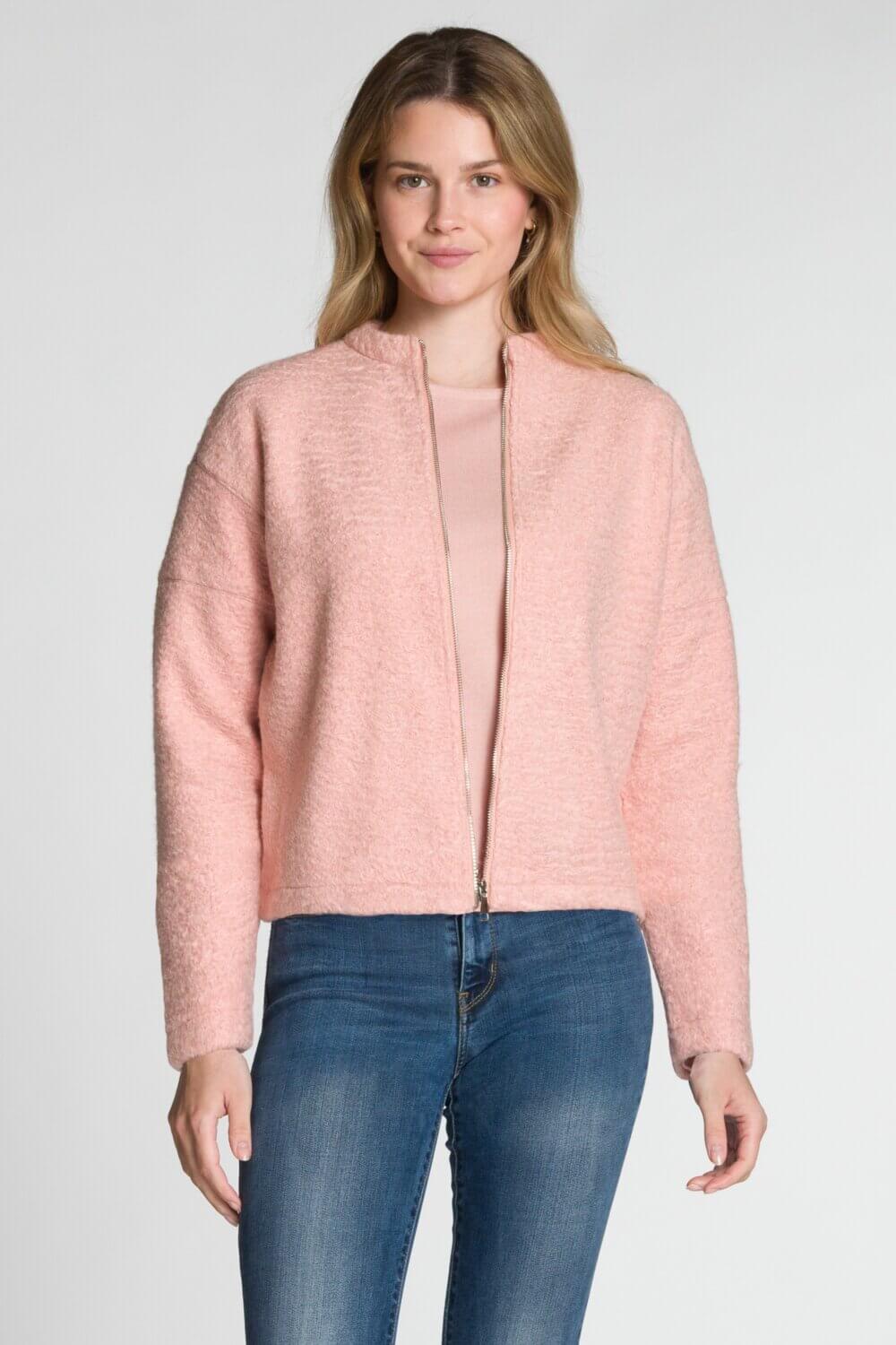 Long Sleeve Full Zip Stand Collar Jacket with Side Seam Pockets - Image 4
