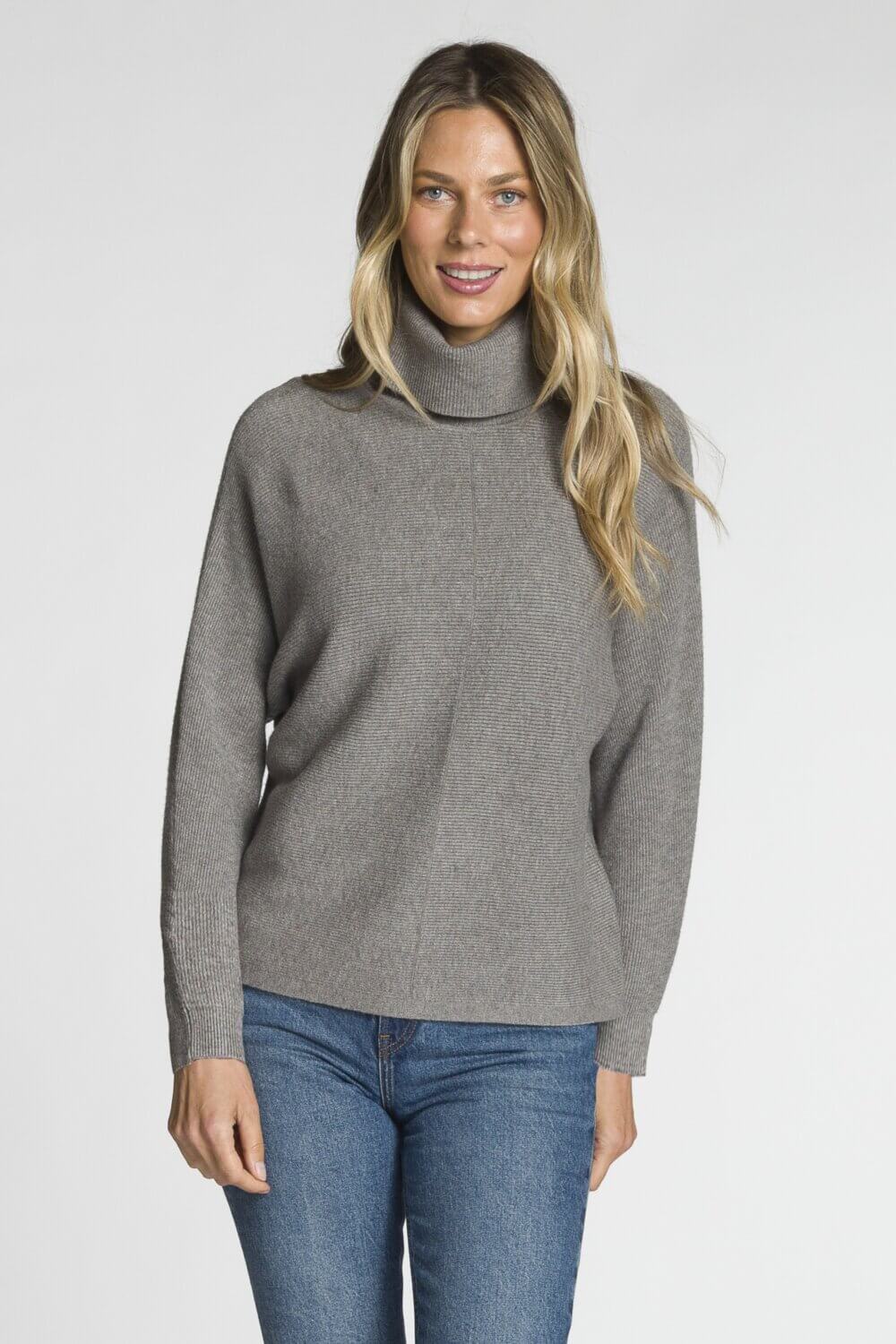 Long Sleeve Ribbed Turtle Neck Sweater with Front Centre Seam - Image 5