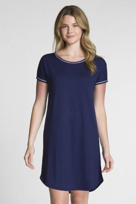 Ladies Short Sleeve Solid Night Shirt